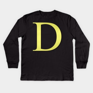The Letter D in Shadowed Gold Kids Long Sleeve T-Shirt
